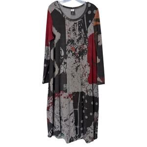 Crea Concept Artsy Abstract Lagenlook Midi Swing Dress US 12/ EU 44 Avant Garde